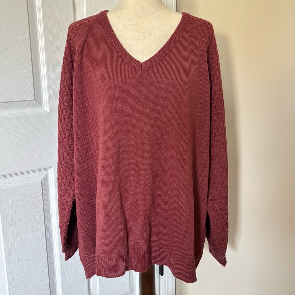 BloomChic Russet Sweater with Waffle Knit Sleeves 18/20 NWT